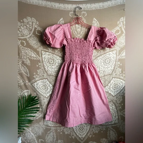 Lisa Says Gah Baby Pink Puff Sleeve Smocked Bodice Mini Dress - Picture 1 of 7